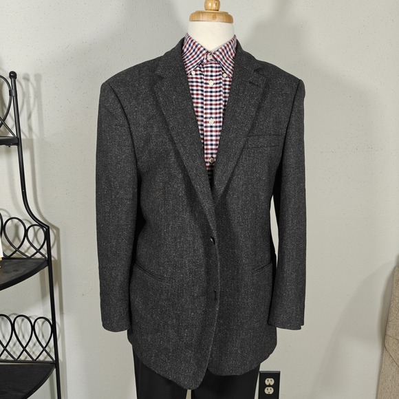 Andrew Fezza OARY Men's Sport Coat Blazer Gray Flannel‎ Polyester Blend 44R